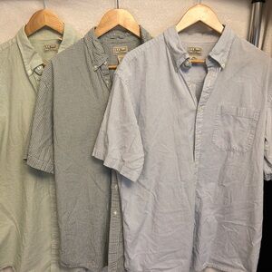 L.L. Bean Men's Casual Button Down Shirts - Light Green, Dark Green, Light Blue
